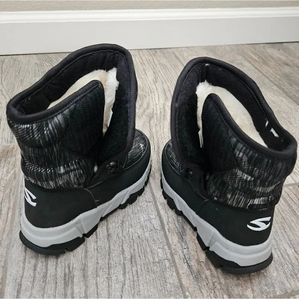 Hobibear Black and Gray Faux Fur Lined Snow Boots Size 8.5 Toddler